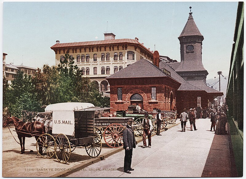 File:Detroit Photographic Company (0051) - Pasadena Station and horse wagons.jpg