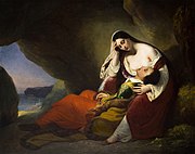 Don Juan asleep on Haidée's lap, circa 1827