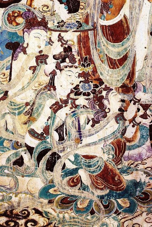 Details of painting of the meeting of Manjusri and Vimalakirti. Cave 159.