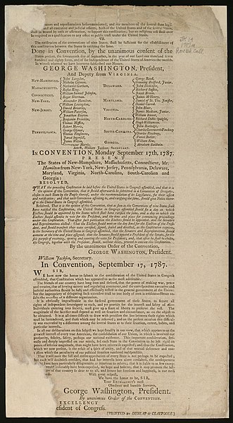 Dunlap & Claypoole original printing of the United States Constitution, 1787, p. 4 of 4.jpg