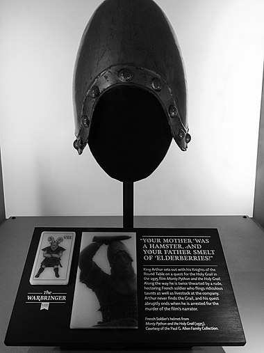 Soldier's helmet from Monty Python and the Holy Grail at the Museum of Pop Culture, Seattle