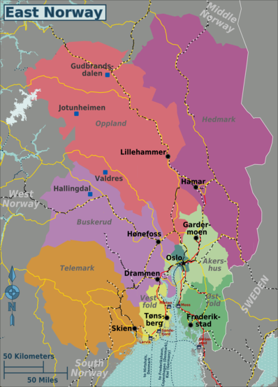 Mapa de Noruega del Este