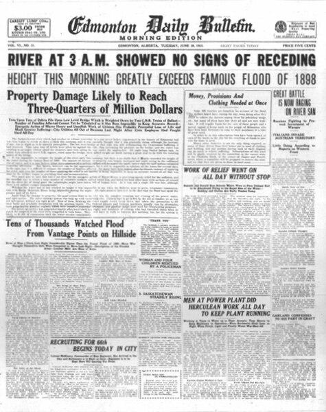 29 June 1915 cover of the Edmonton Daily Bulletin