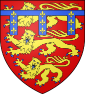 Arms of Henry Grosmont, Duke of Lancaster and Earl of Lincoln, the royal arms of King Henry III a label of France of three points. These were inherited from his grandfather, Edmund Crouchback, second son of Henry III. Edmund Crouchback Arms.svg