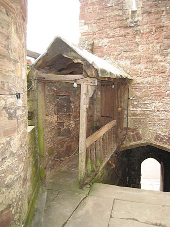 Covered walkway leading to a cell within Berkeley Castle, by tradition associated with Edward's imprisonment