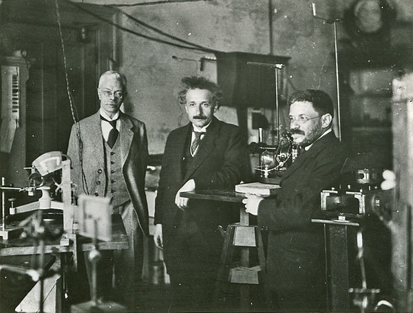 Albert Einstein visiting Pieter Zeeman in Amsterdam, accompanied by Paul Ehrenfest (circa 1920).