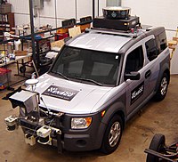 Radar, GPS, and lidar, are all combined to provide proper navigation and obstacle avoidance (vehicle developed for 2007 DARPA Urban Challenge). ElementBlack2.jpg