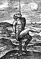 1593年頃、串刺し刑に処された人 ユストゥス・リプシウスの文献（1596年刊）に見る挿絵。