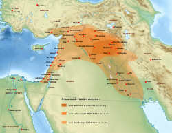 Map showing the Assyrian Empire at its greatest extension (7th century BC).