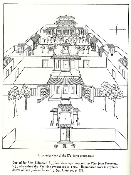 Bird's eye view of the synagogue of Kaifeng.