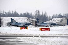 Two French Mirage 2000s during a Baltic Air Policing deployment in 2010 French Air Contingent, NATO Baltic Air-policing.jpg