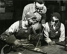 Brazing at the Gary Tubular Steel Plant, 1943 Gary Plant Tubular Steel Corporation.jpg