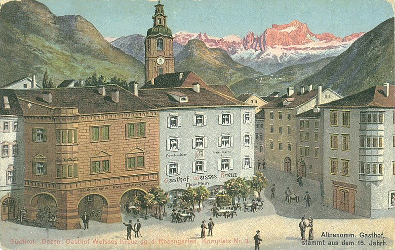 File:Gasthof Weißes Kreuz am Kornplatz in Bozen im Jahr 1916.jpg