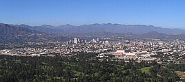 Aerial view of Glendale with the Verdugo Mountains in the background