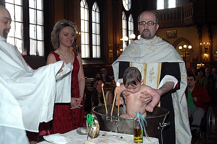 Baptism and Chrismation, the sacraments of initiation, in an Eastern Orthodox church