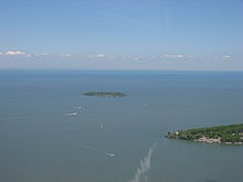 Green Island from the air, with South Bass Island in the foreground