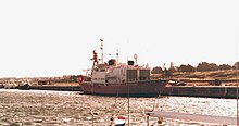 HMS Endurance at Mar del Plata naval base, during her trip to the Falklands in February 1982 HMS-Endurance-MDQ-1982.jpg