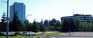 Clearbrook Tower (left) and Abbotsford City Hall (right), 2008. HPIM0946 edited.JPG