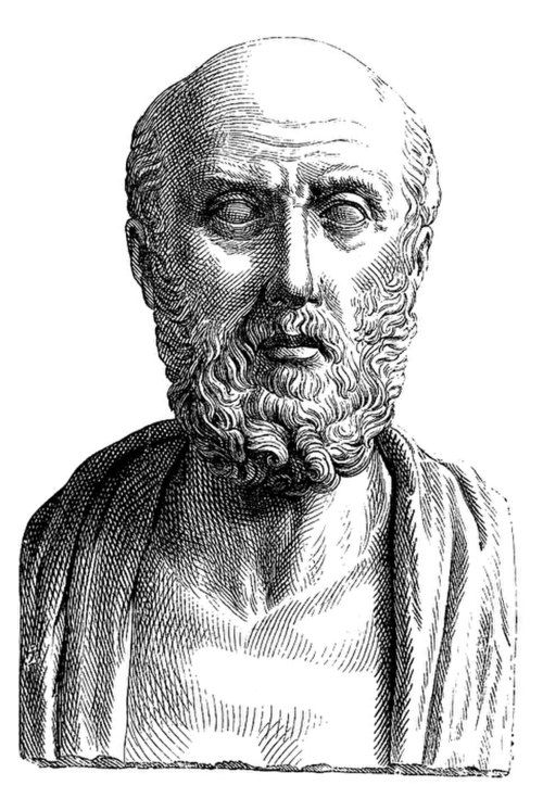 A conventionalized image in a Roman "portrait" bust (19th-century engraving)