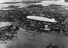 Graf Zeppelin above Helsinki, 24 September 1930 during its Baltic Sea excursion.[93]