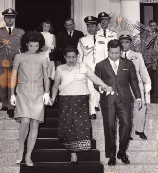 The Queen Mother with Prince Sihanouk and former US First Lady Jacqueline Kennedy in 1967.
