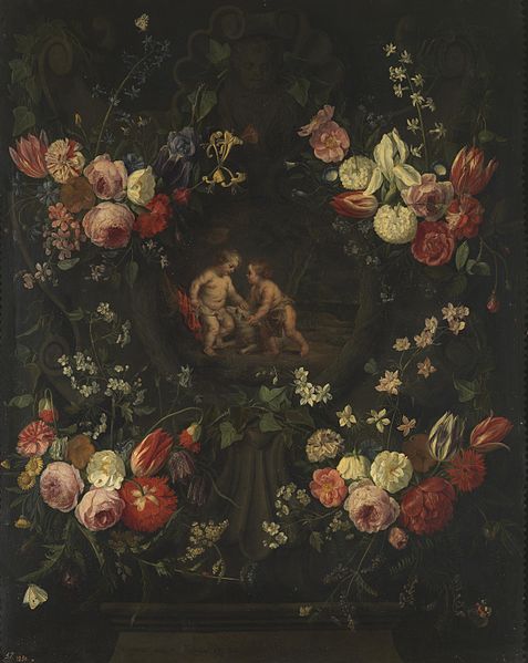 File:Jan van Kessel (I) - Garland of flowers with the Child Jesus and St John.jpg