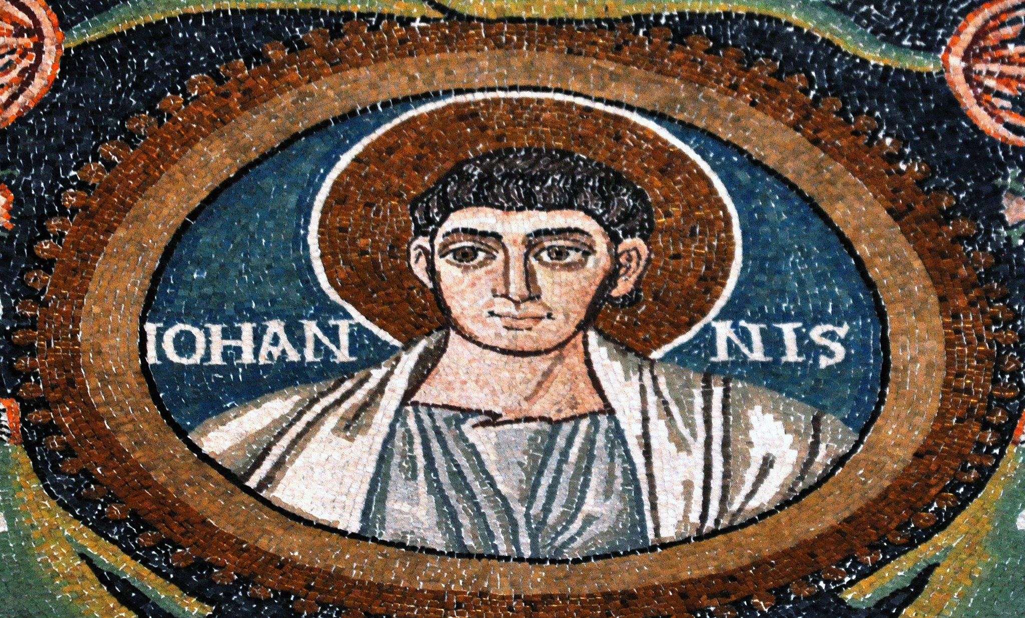 John the Apostle. Detail of the mosaic in the Basilica of San Vitale. Ravena, Italy