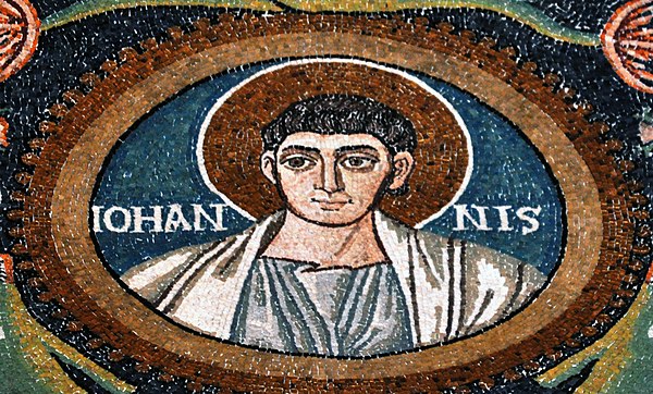 John the Apostle, detail of the mosaic in the Basilica of San Vitale, Ravenna, 6th century