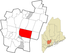 Kennebec County Maine incorporated and unincorporated areas Augusta highlighted.svg