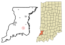 Knox County Indiana Incorporated og Unincorporated områder Monroe City Highlighted.svg