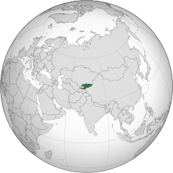 Location of Kyrgyzstan (green)