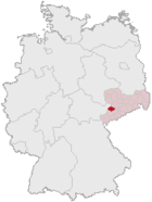 Mapa de Alemania, la posición del distrito de Chemnitzer Land resaltada