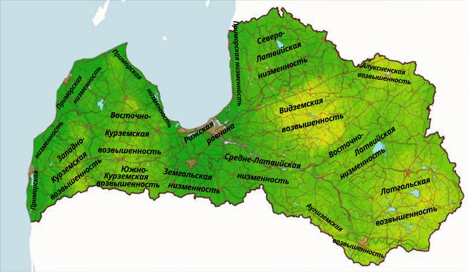 Какая низменность находится. Рельеф Латвии карта. Курземская возвышенность на карте Латвии. Латвия Курземская возвышенность. Карта возвышенностей в Латвии.