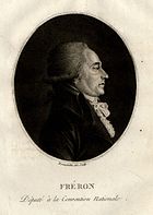 Black and white print of a man's face in profile. His dark hair is curled at the ears in late 18th century style.