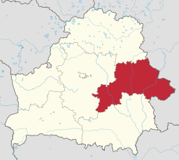 Mahiljoŭ voblasts läge i Belarus.