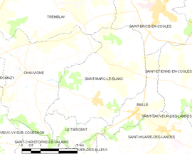 Mapa obce Saint-Marc-le-Blanc