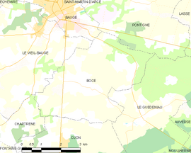 Mapa obce Bocé