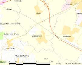 Mapa obce Les Mesneux