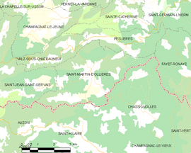 Mapa obce Saint-Martin-d’Ollières