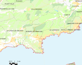 Mapa obce Bormes-les-Mimosas