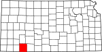 Mapa del estado que destaca el condado de Meade