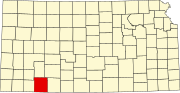 Мид округін бөліп көрсететін Канзас картасы