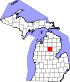 Map of Michigan highlighting Roscommon County.svg
