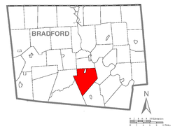 Karte von Bradford County mit Monroe Township hervorgehoben