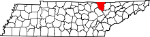 Harta e Scott County në Tennessee