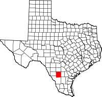 Map of Teksas highlighting La Salle County