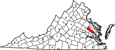 Locatie van King William County in Virginia