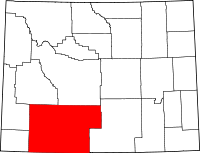Map of Wyoming highlighting Sweetwater County