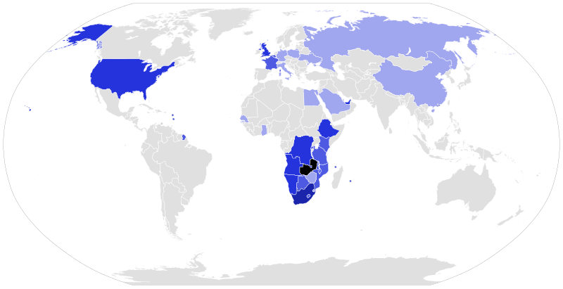 File:Map showing countries President Hichilema of Zambia has visited.svg