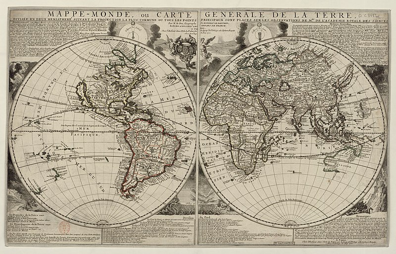 File:Mappe-monde ou carte générale de la terre divisée en deux hémisphères... - par N. de Fer... - btv1b530934262.jpg